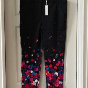 Trina Turk Black Multi Colored Dots Ankle Pants